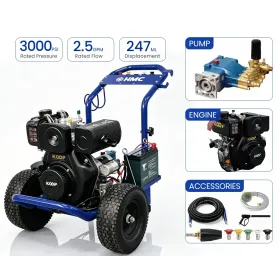 Hidrolavadora Autónoma 3000 PSI 10 Litros 247cc Diesel